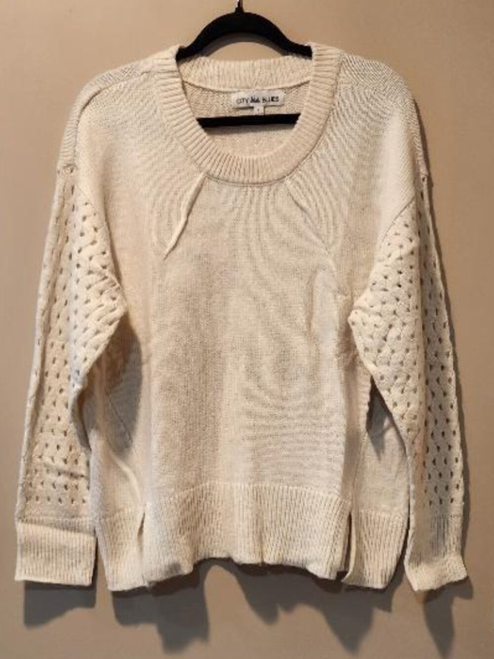 CITY BLUES Open Stitch Sleeve Sweater